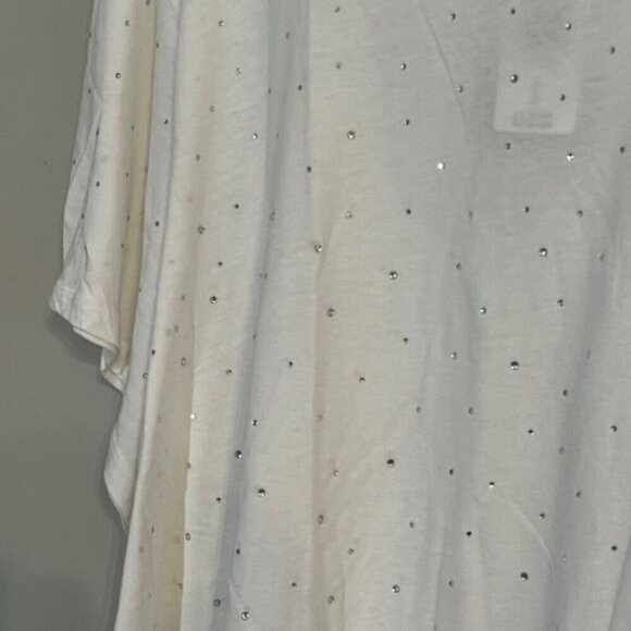 Torrid Top Women 28 White Pullover Rhinestone Neutral Retro 80s Summer Feminine - Picture 7 of 15